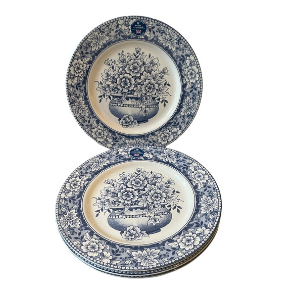 ROYAL STAFFORD Fine Porcelain 11in Dinner Plates Set of 4 Blue White Floral NEW - Picture 9 of 12